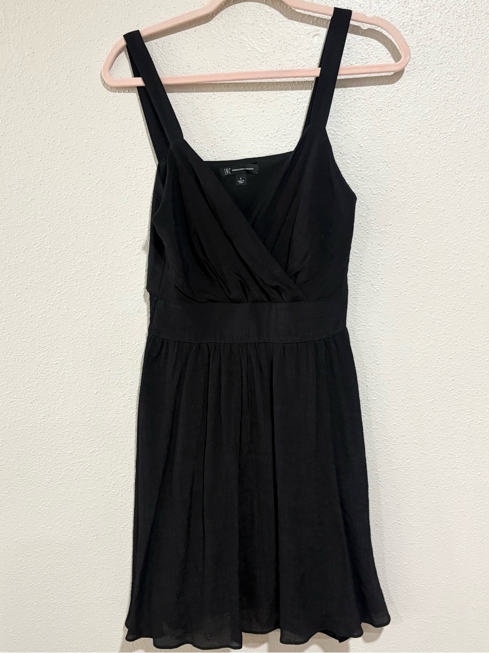 INC International Concepts Black Chiffon Fit & Flare Dress | Size Small